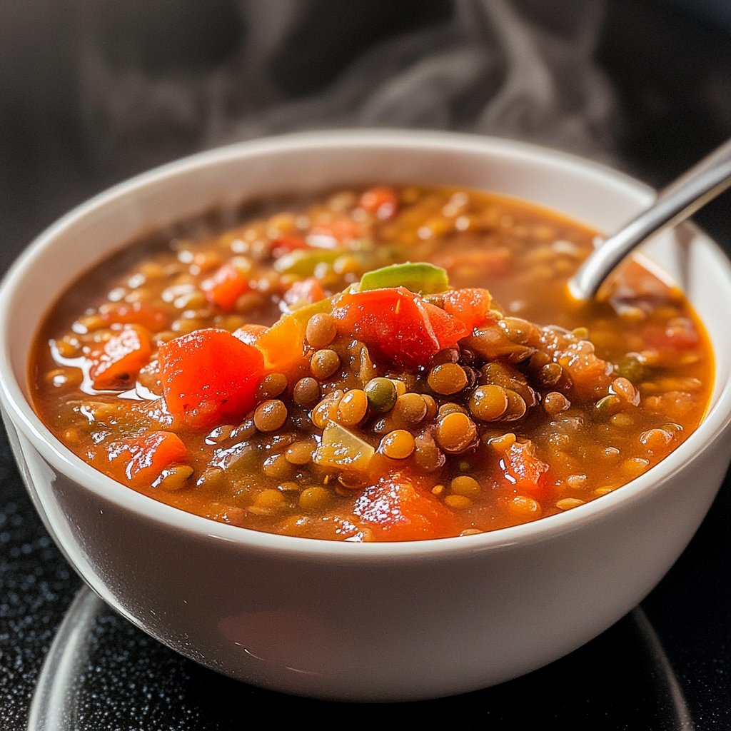 Linsensuppe mit Tomaten