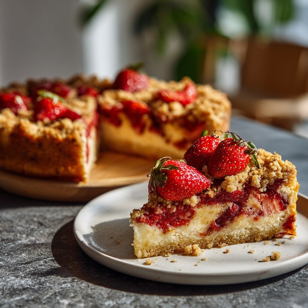 Erdbeer Vanille Blechkuchen Mit Streuseln