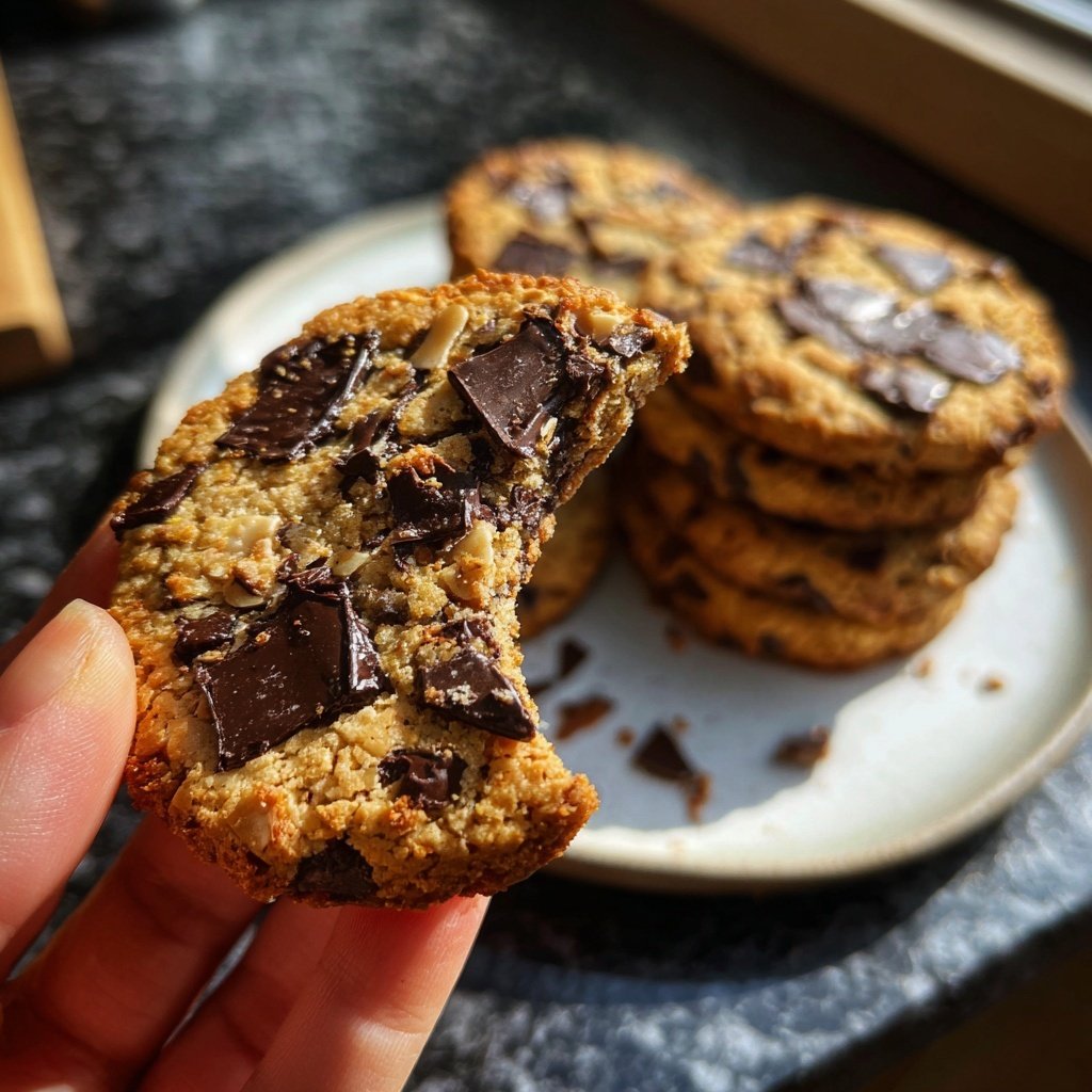 Weiche Mandel-Zimt-Cookies mit dunkler Schokolade