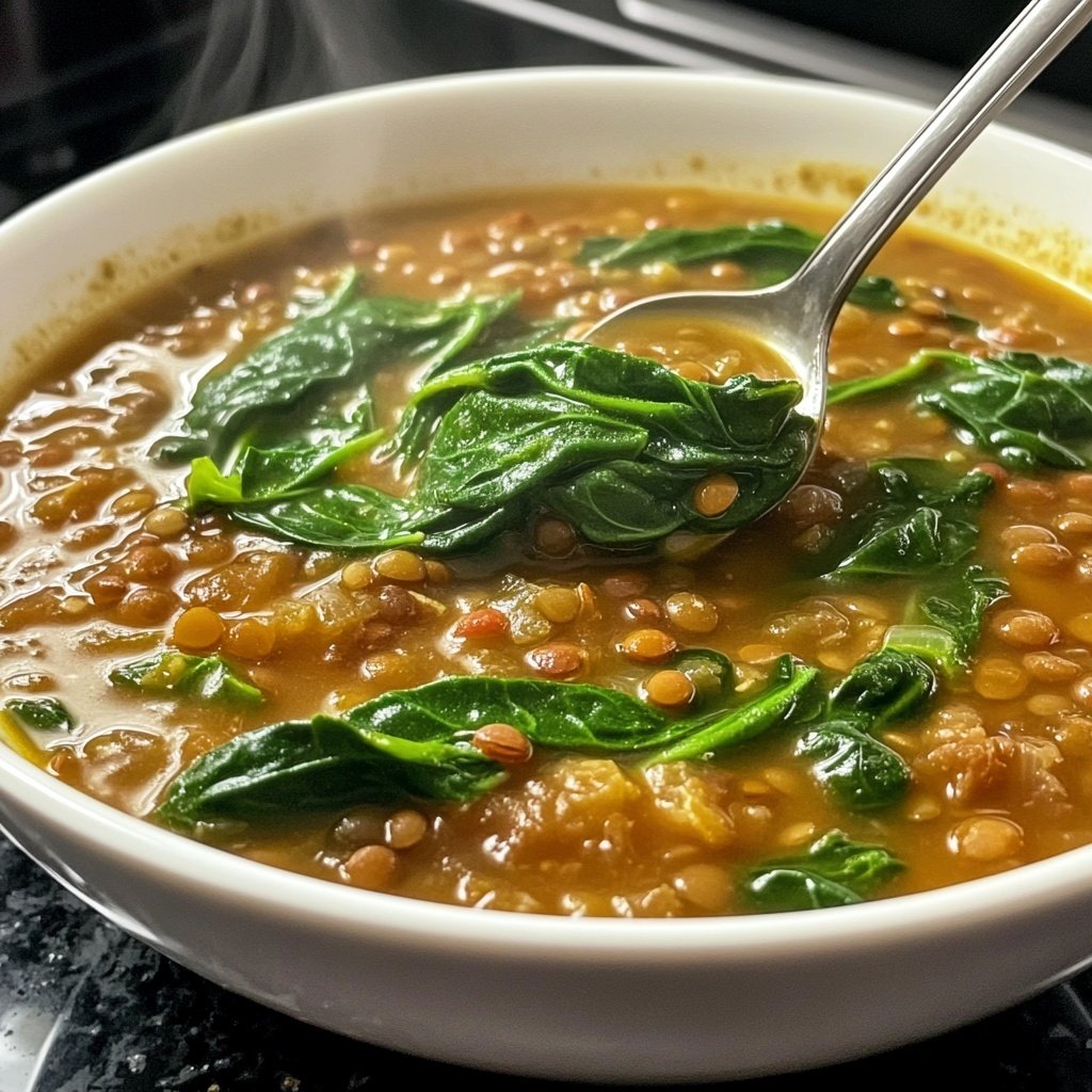 Linsensuppe mit Spinat