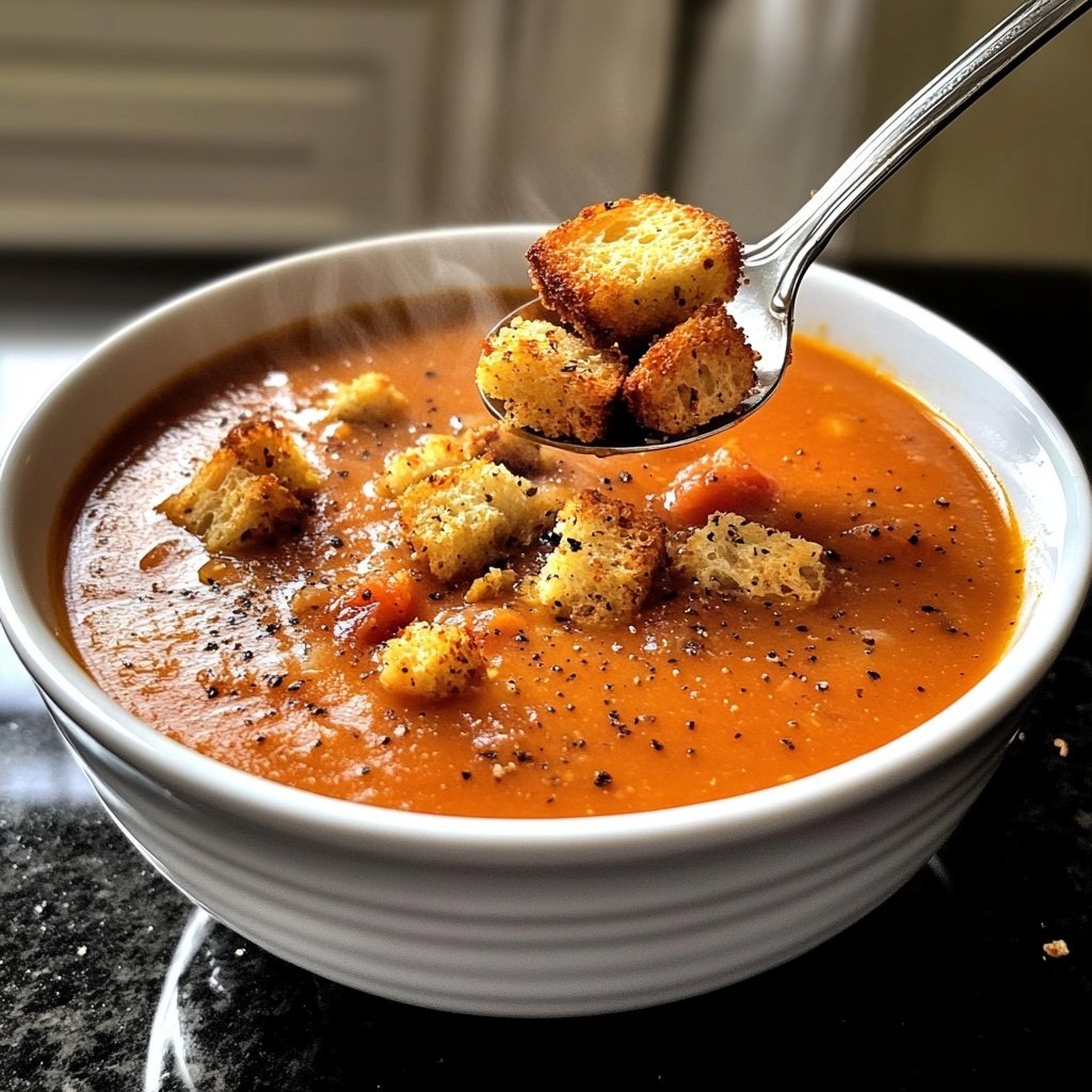 Tomatensuppe mit Croutons