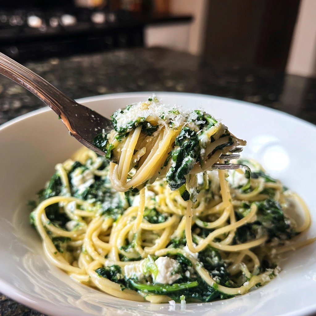Spaghetti mit Spinat und Ricotta